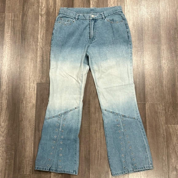 Vintage Grommet White Washed Flare Jeans - Picture 1 of 9